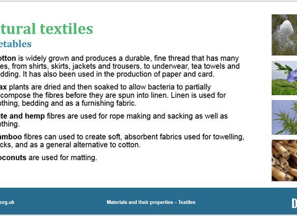 Materials and their properties - Textiles,  GCSE classroom teaching resource