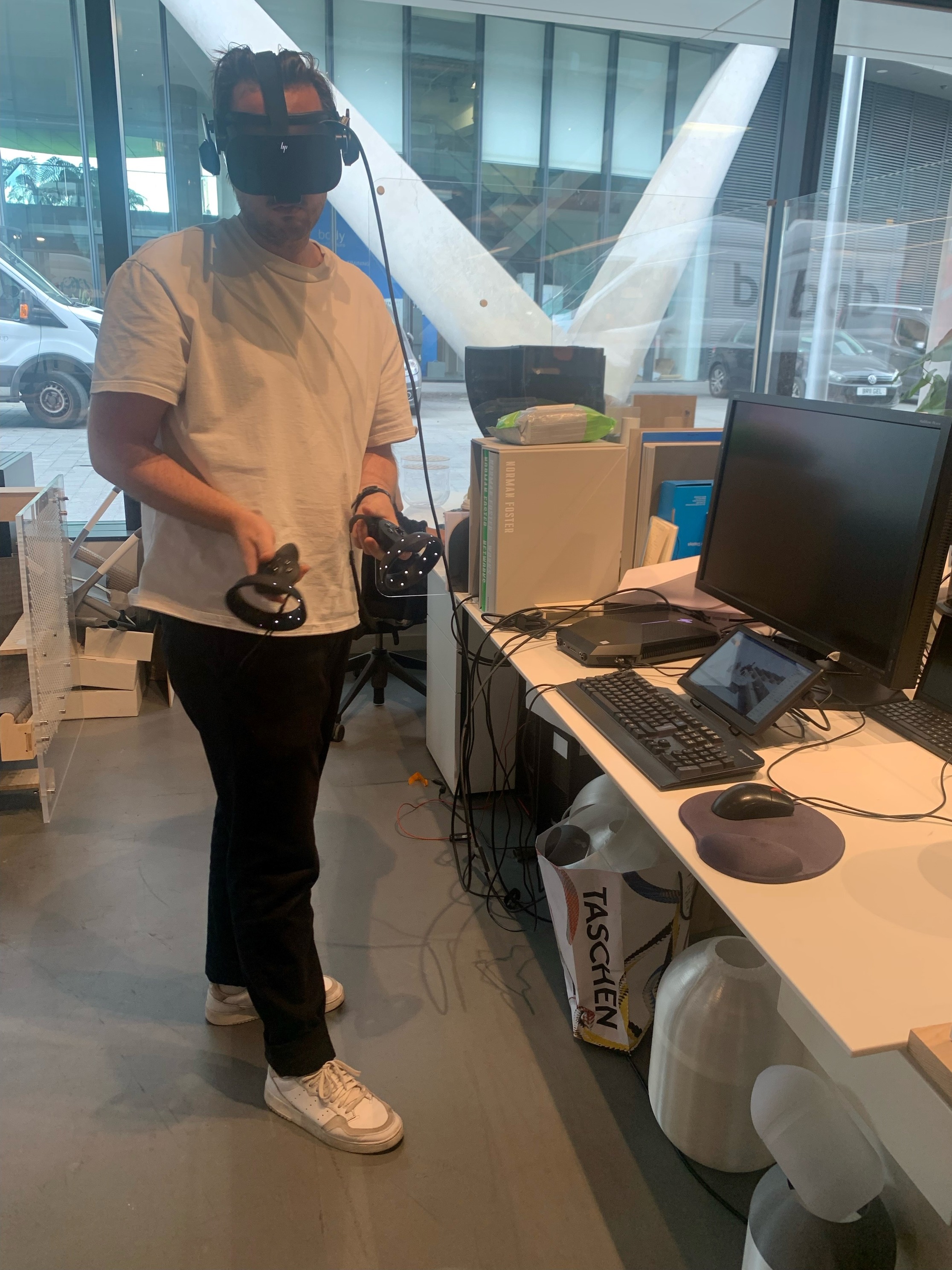 Someone with a VR headset on