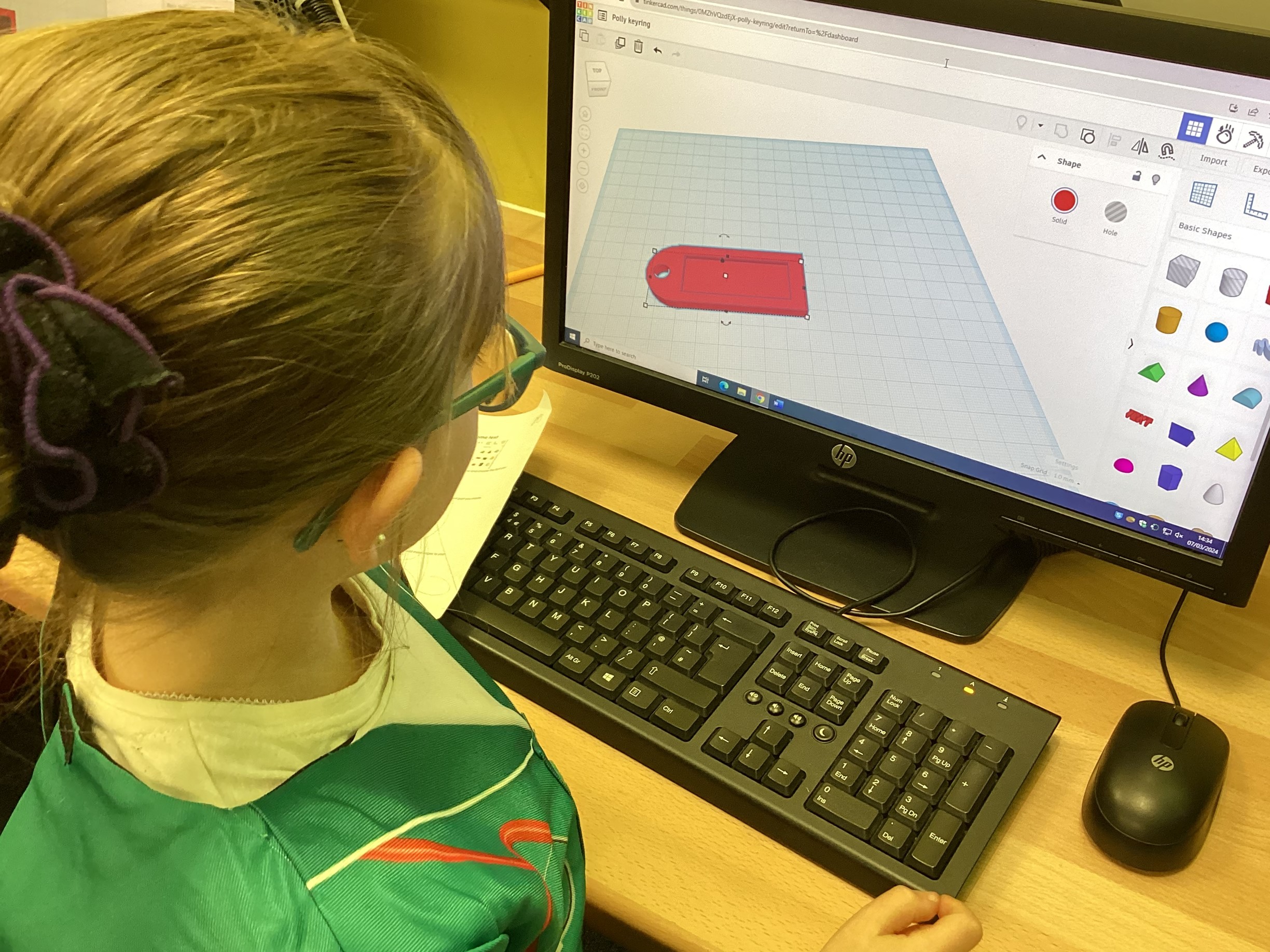 School child using CAD 