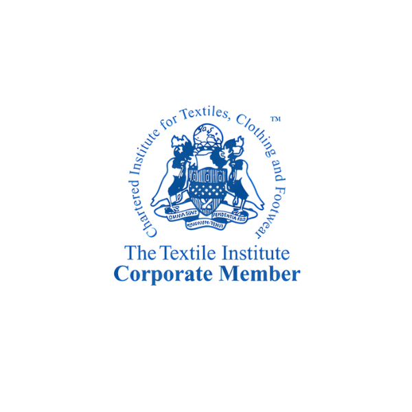 The Textile Institute corporate member logo featuring a blue crest with figures and the text “The Textile Institute Corporate Member”.