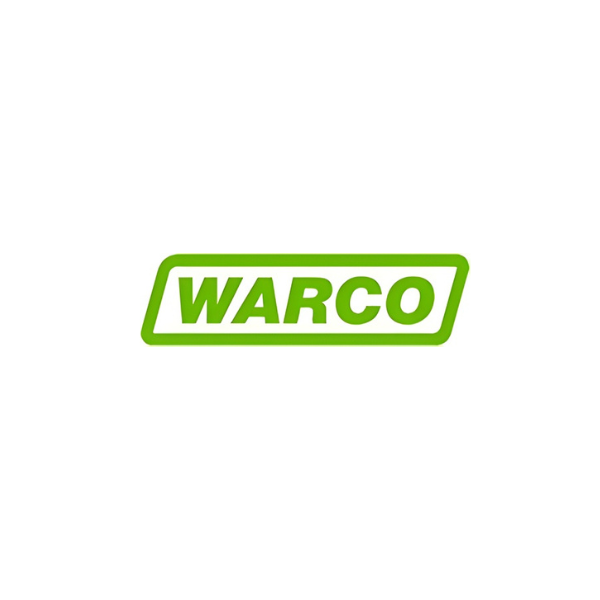 Warco logo in green featuring bold lettering within a rounded rectangular outline.