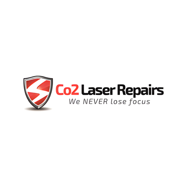 Co2 Laser Repairs logo with shield icon and tagline “We NEVER lose focus”