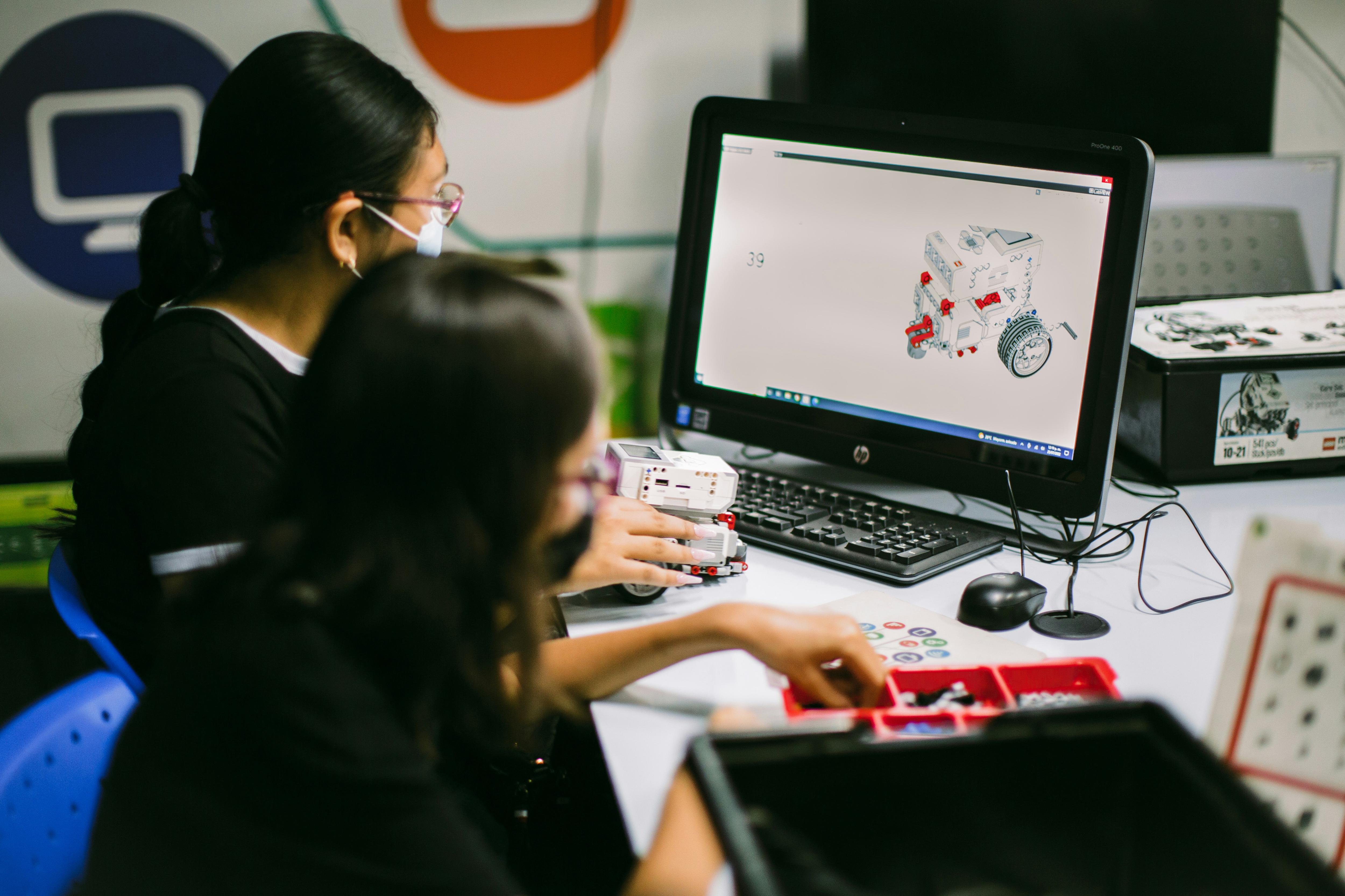 Students working on a robotics project