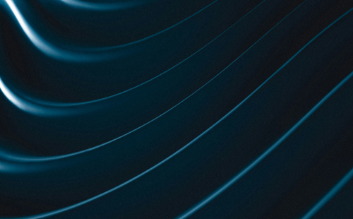 Dark swirling abstract lines with smooth, flowing curves highlighted by subtle blue light.